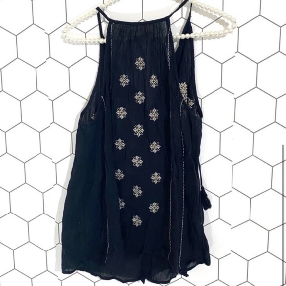 Joie Danielle Embroidered-Gauze Black Sleeveless Top SIZE SMALL - Picture 4 of 5